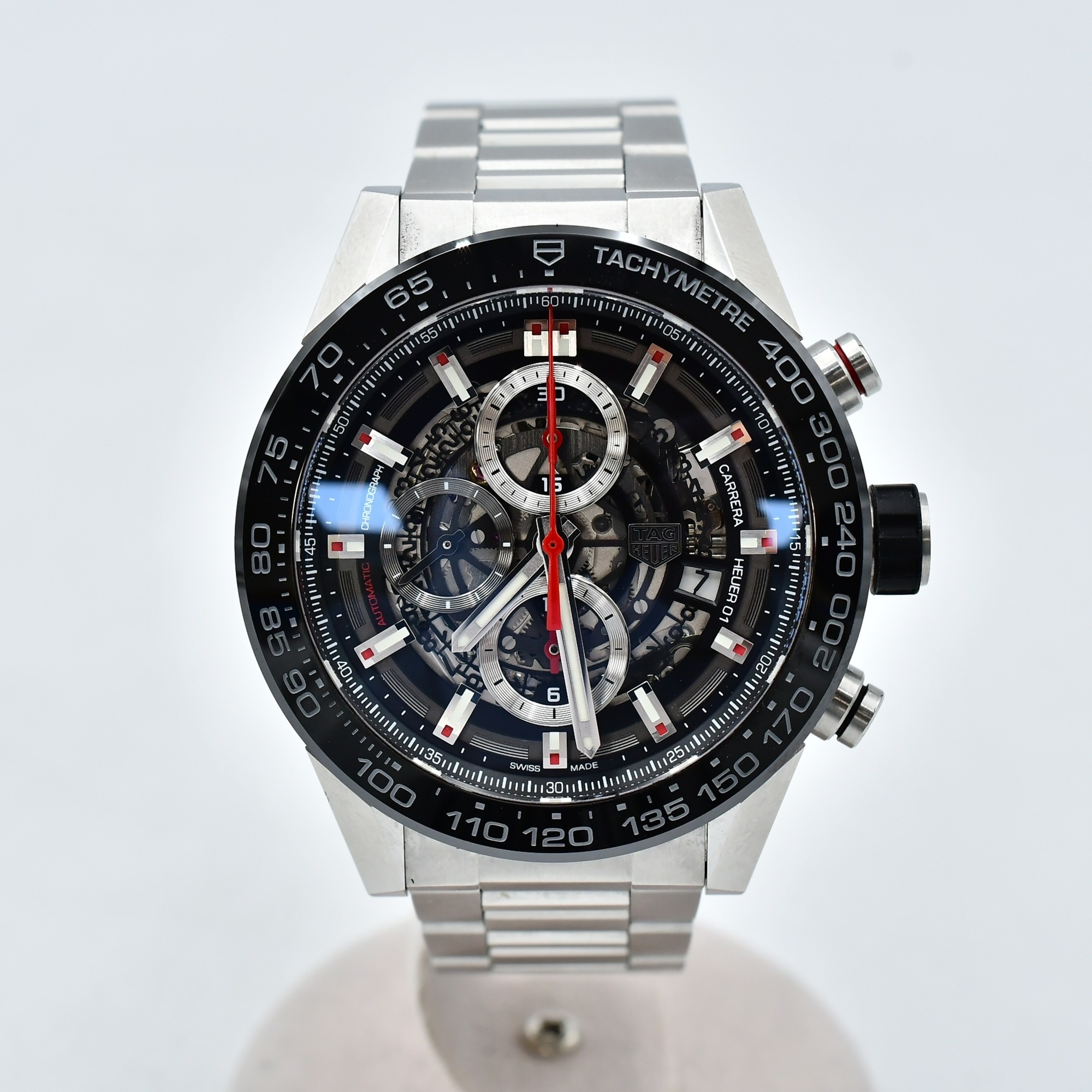 タグホイヤー カレラ キャリバー ホイヤー01 クロノグラフ スケルトン文字盤 SS/AT Bランク