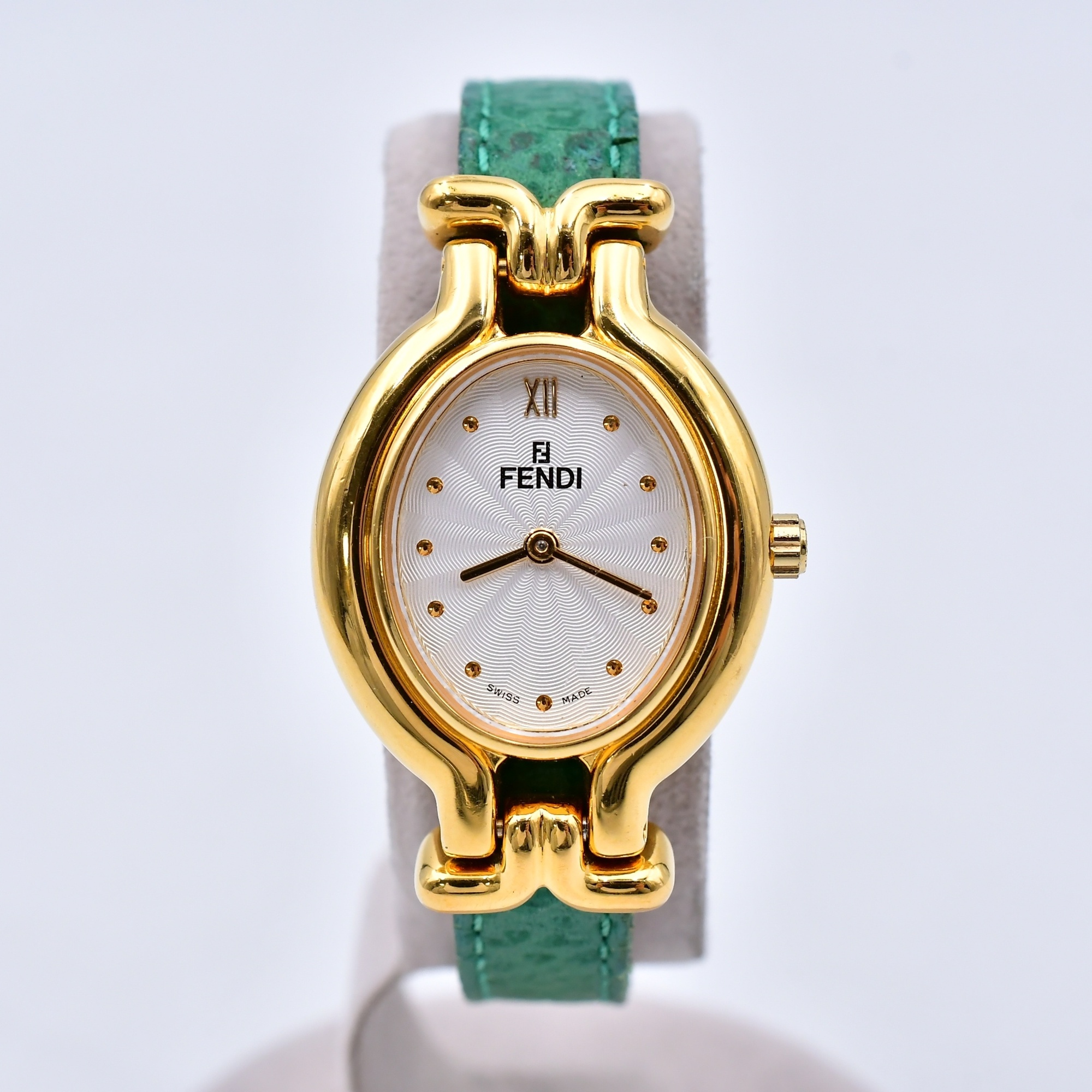 フェンディ クォーツ時計 白文字盤 SS×革/QZ Bランク