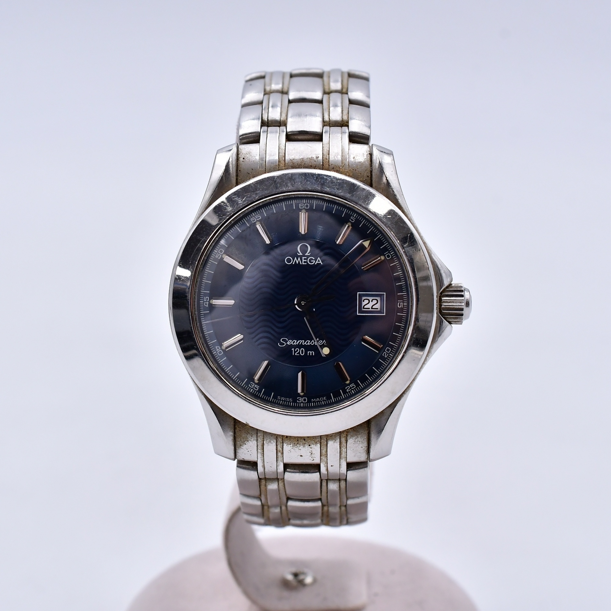 オメガ シーマスター デイト 120m ブルー文字盤 SS/QZ Cランク