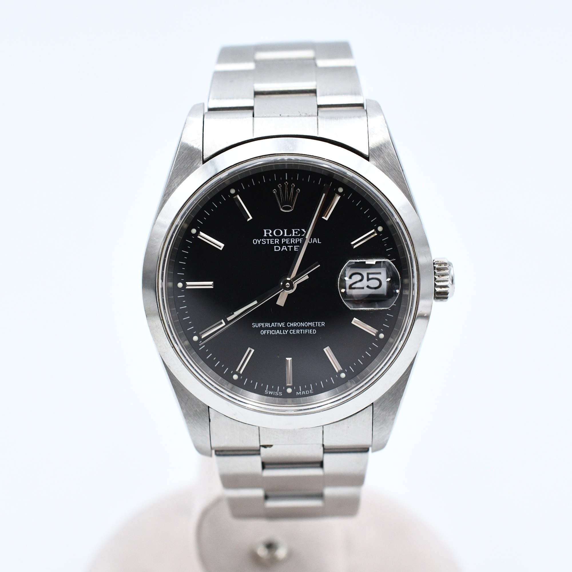 ロレックス オイスターパーペチュアルデイト 黒文字盤 SS/AT Bランク