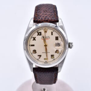 ロレックス オイスターデイト プレシジョン 白文字盤 SS×社外革/手巻き 6694 買取実績【買取日：2026年2月23日】