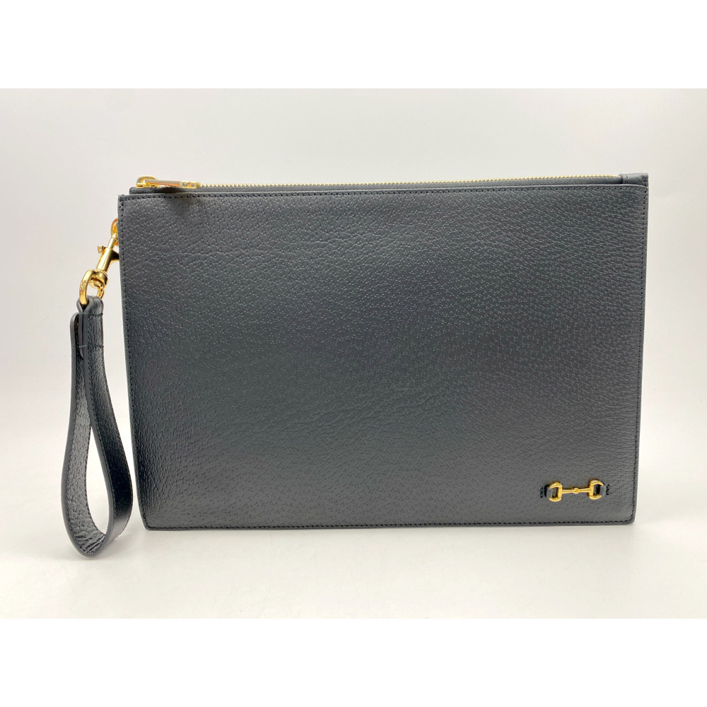 グッチ ホースビット クラッチバッグ 黒 レザー ABランク