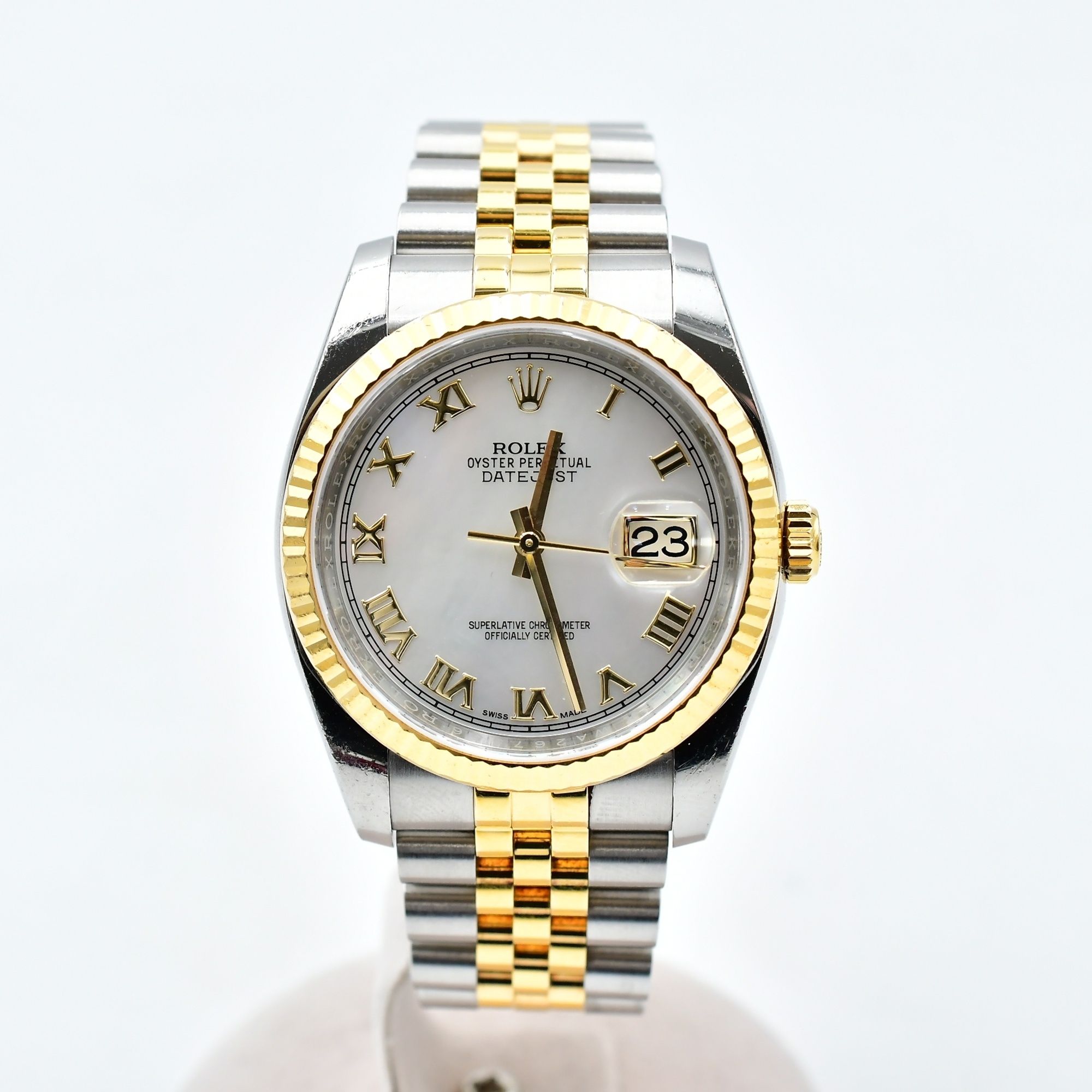 ▲美品 ROLEX デイトジャスト ジュビリーブレス 2コマ K18/SS ロレックス デイトジャスト シェルローマ文字盤 ジュビリーブレス SS