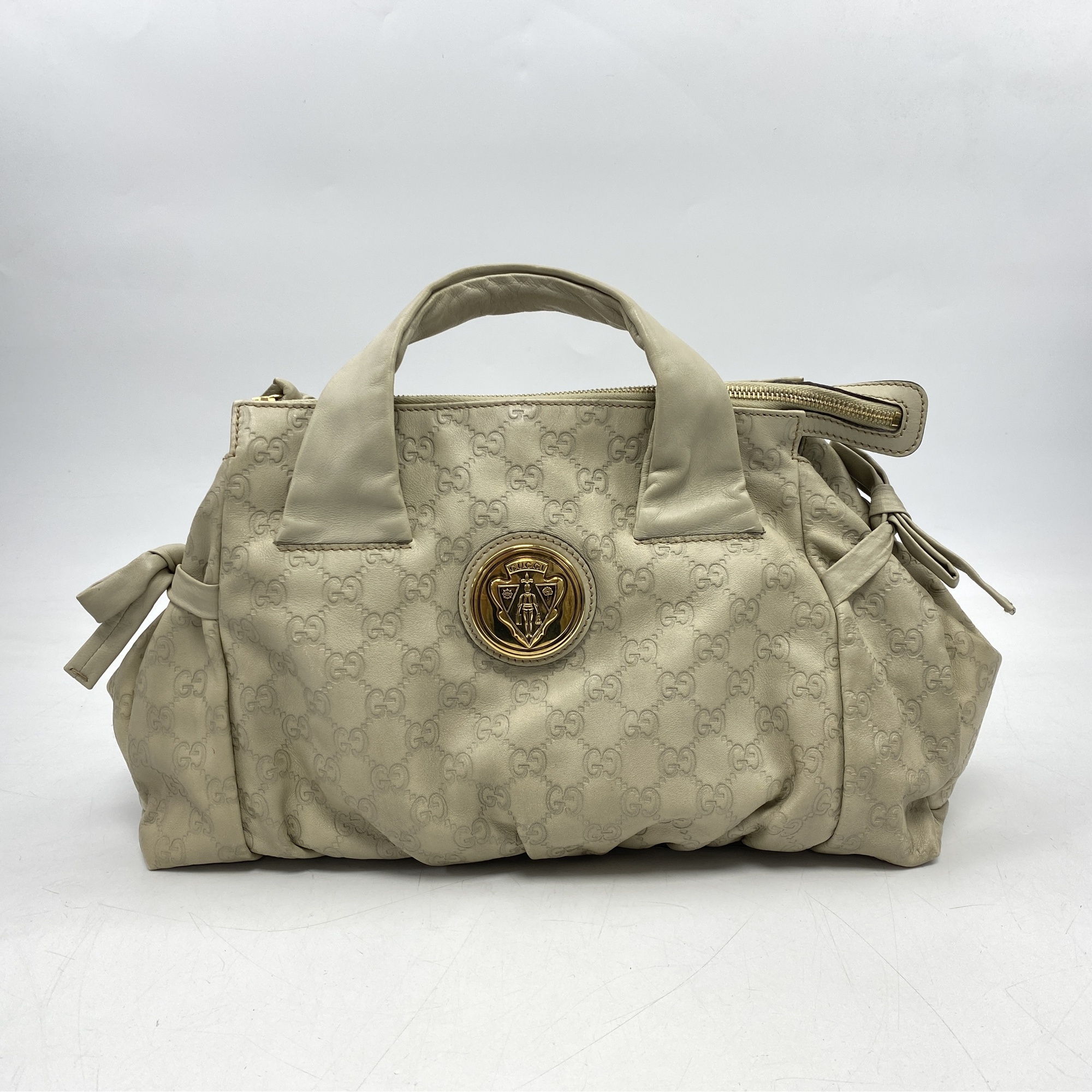 グッチ ヒステリア ハンドバッグ 白 レザー Bランク