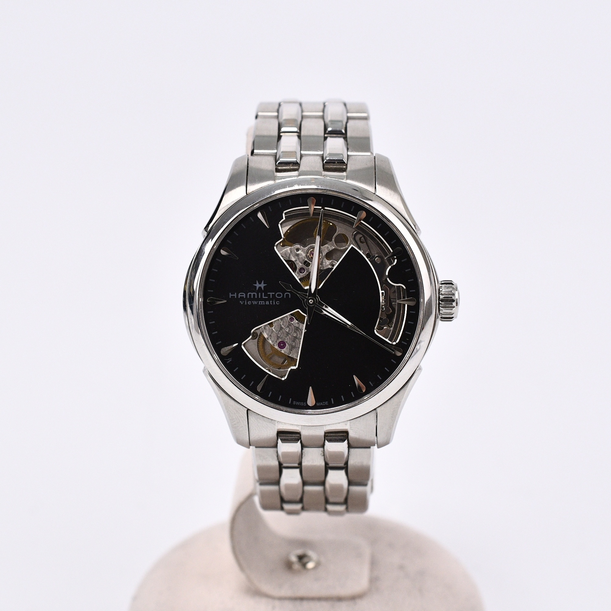 ハミルトン ジャズマスター オープンハート 黒文字盤 SS/AT H322150