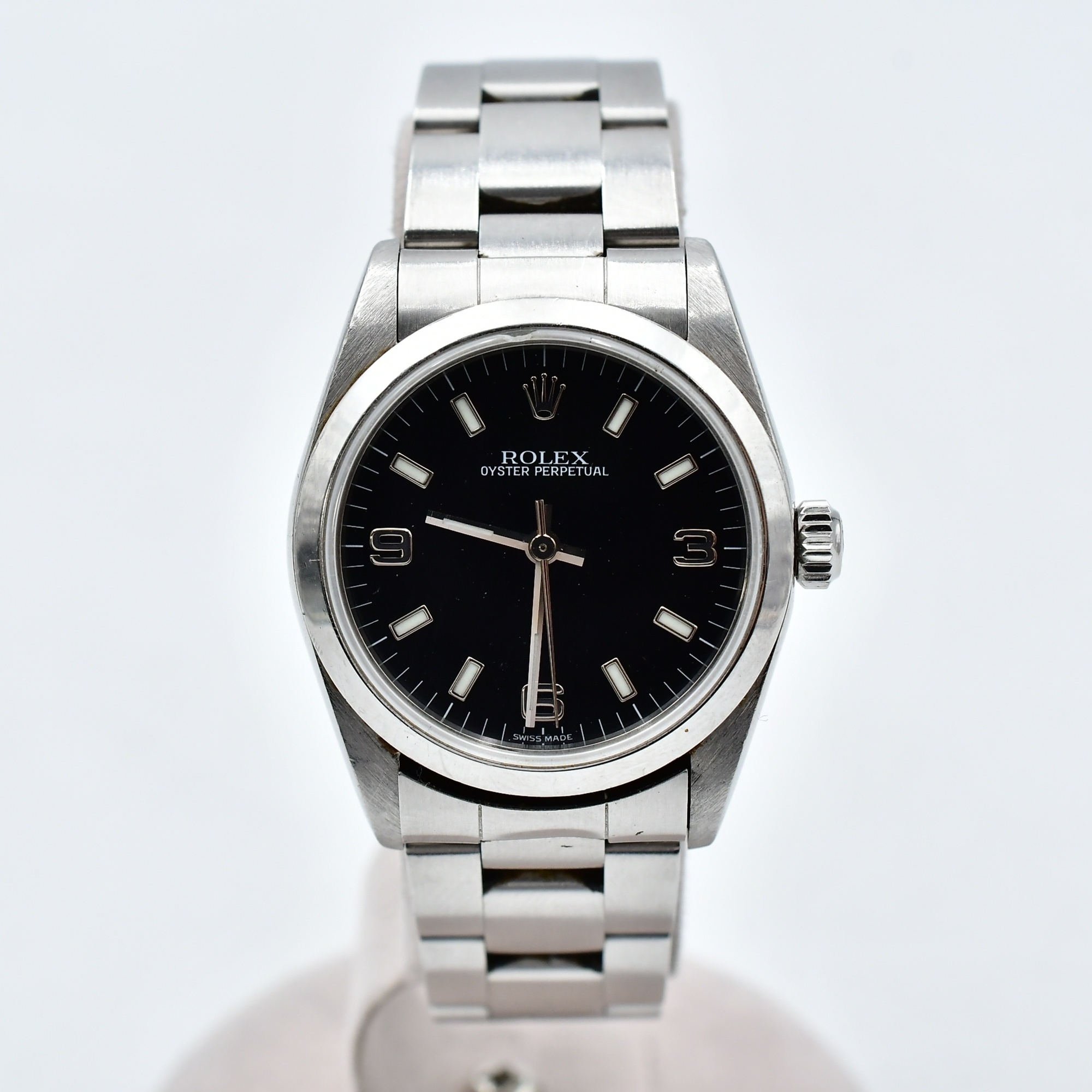 ロレックス オイスターパーペチュアル 黒文字盤 SS/AT Bランク