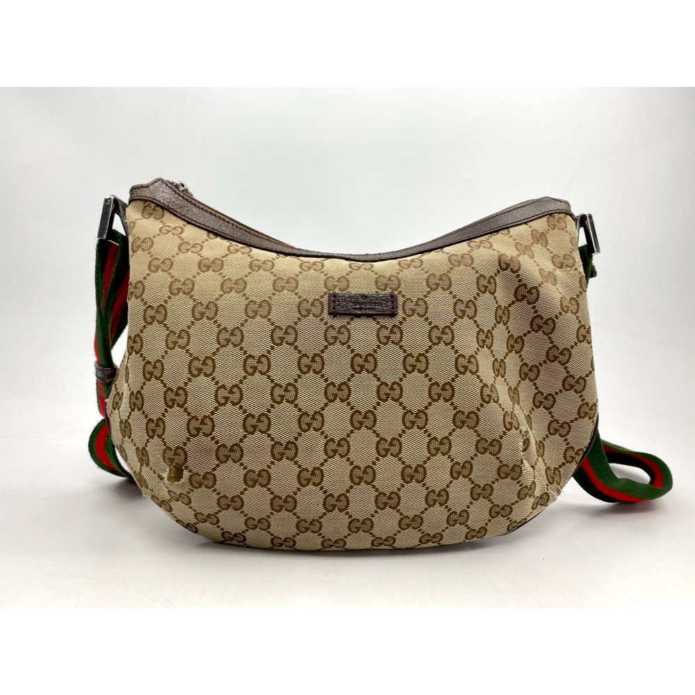 グッチ シェリー ショルダーバッグ キャンバス×レザー ベージュ Bランク