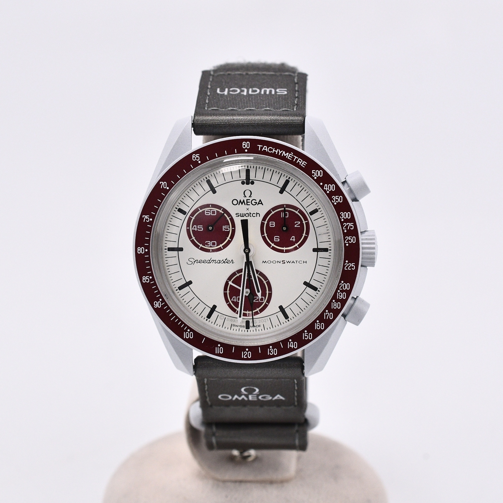 オメガ スウォッチ ミッション トゥ プルート 白文字盤 CE×ナイロン/QZ