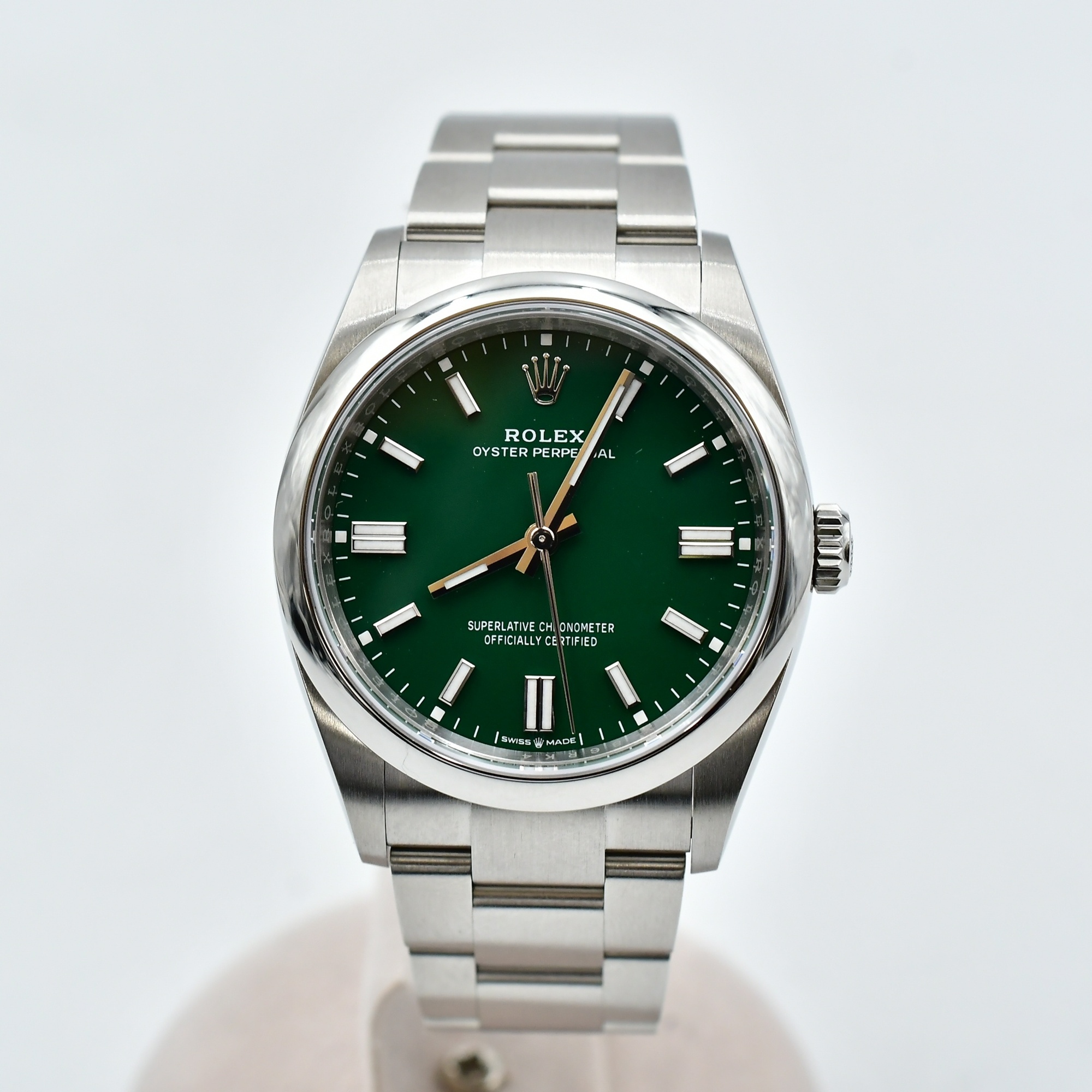 ロレックス オイスターパーペチュアル グリーン文字盤 SS/AT Bランク
