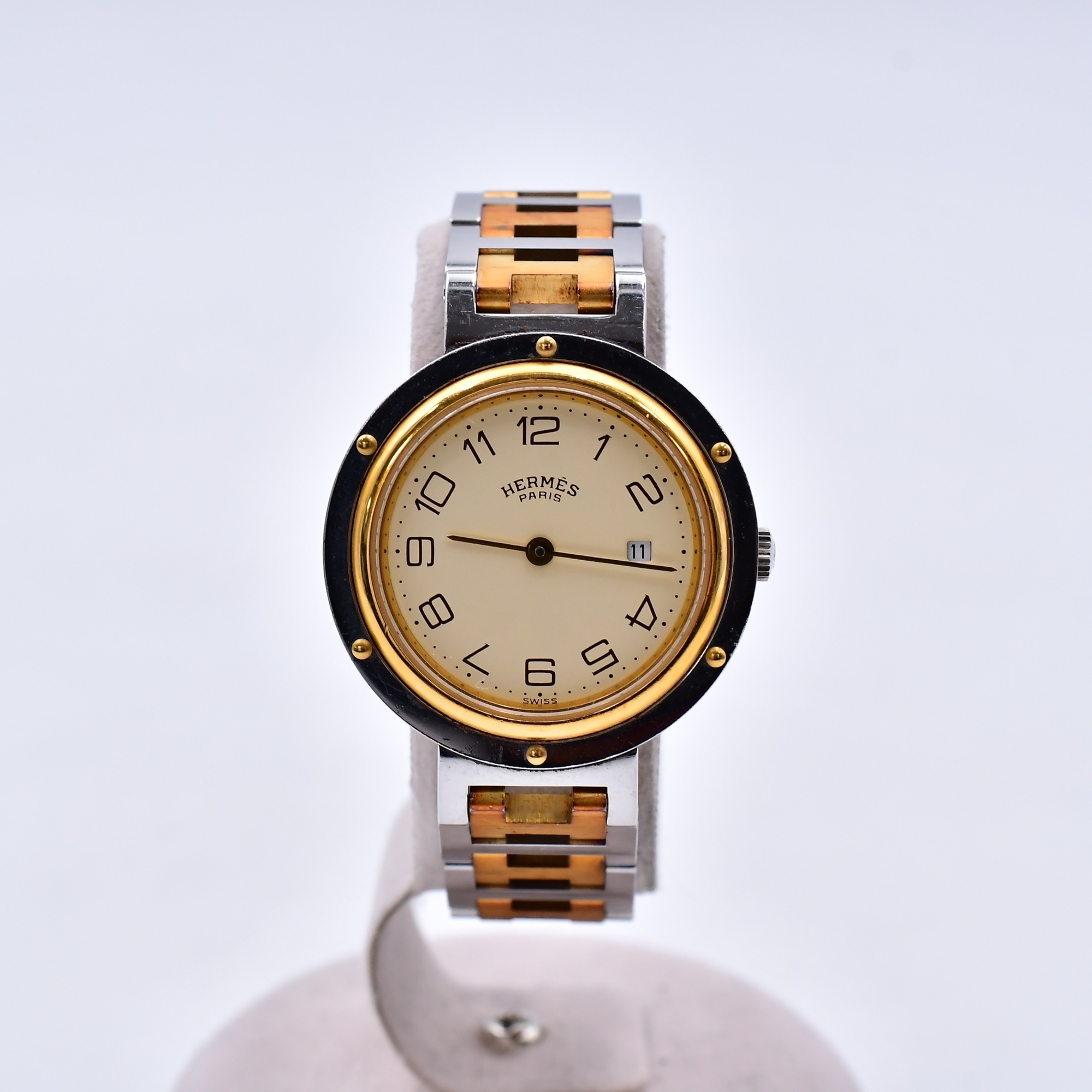 エルメス クリッパー アイボリー文字盤 SS×GP/QZ 買取実績【買取日