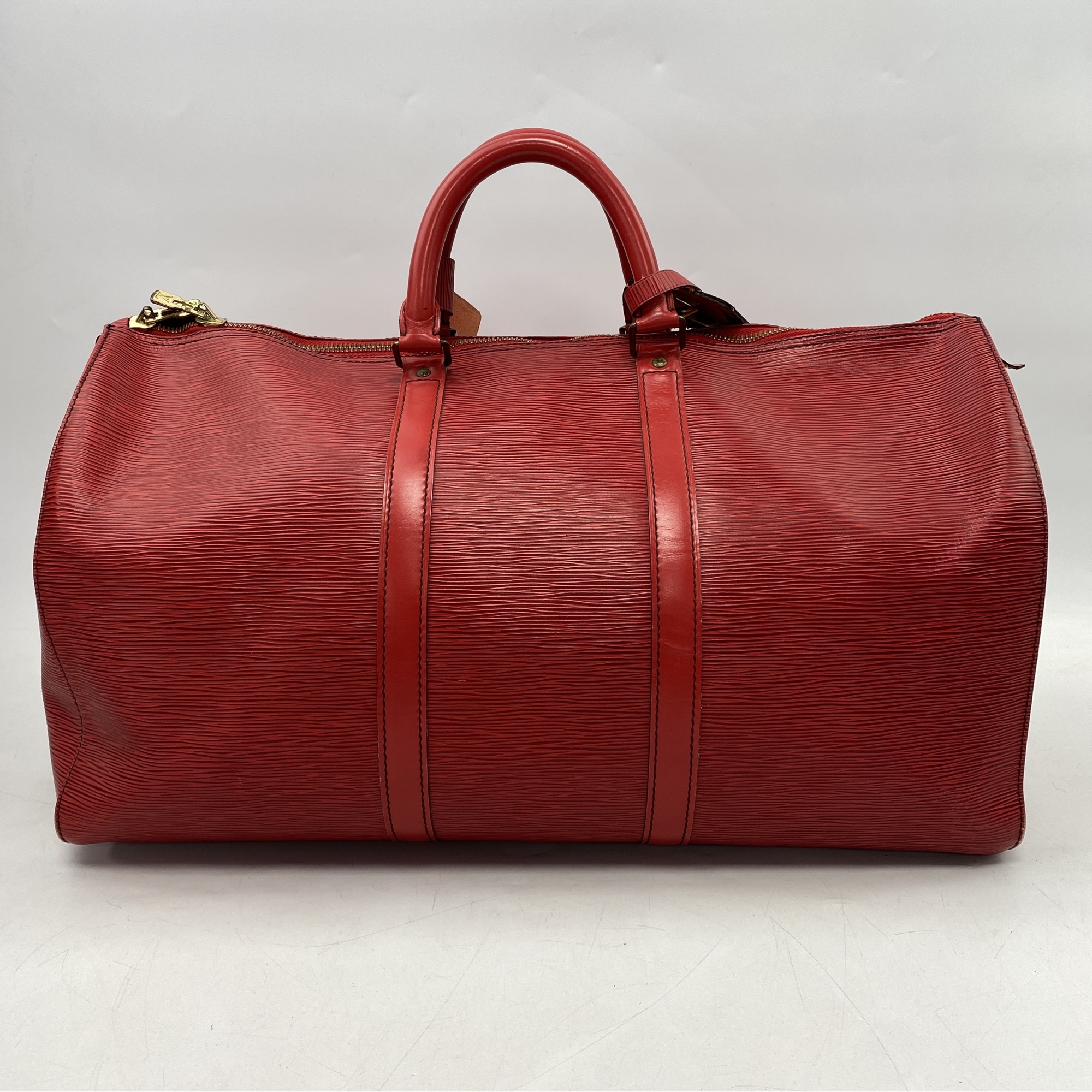 ルイ・ヴィトン エピ キーポル50 ボストンバッグ 赤 レザー M42697 Bランク