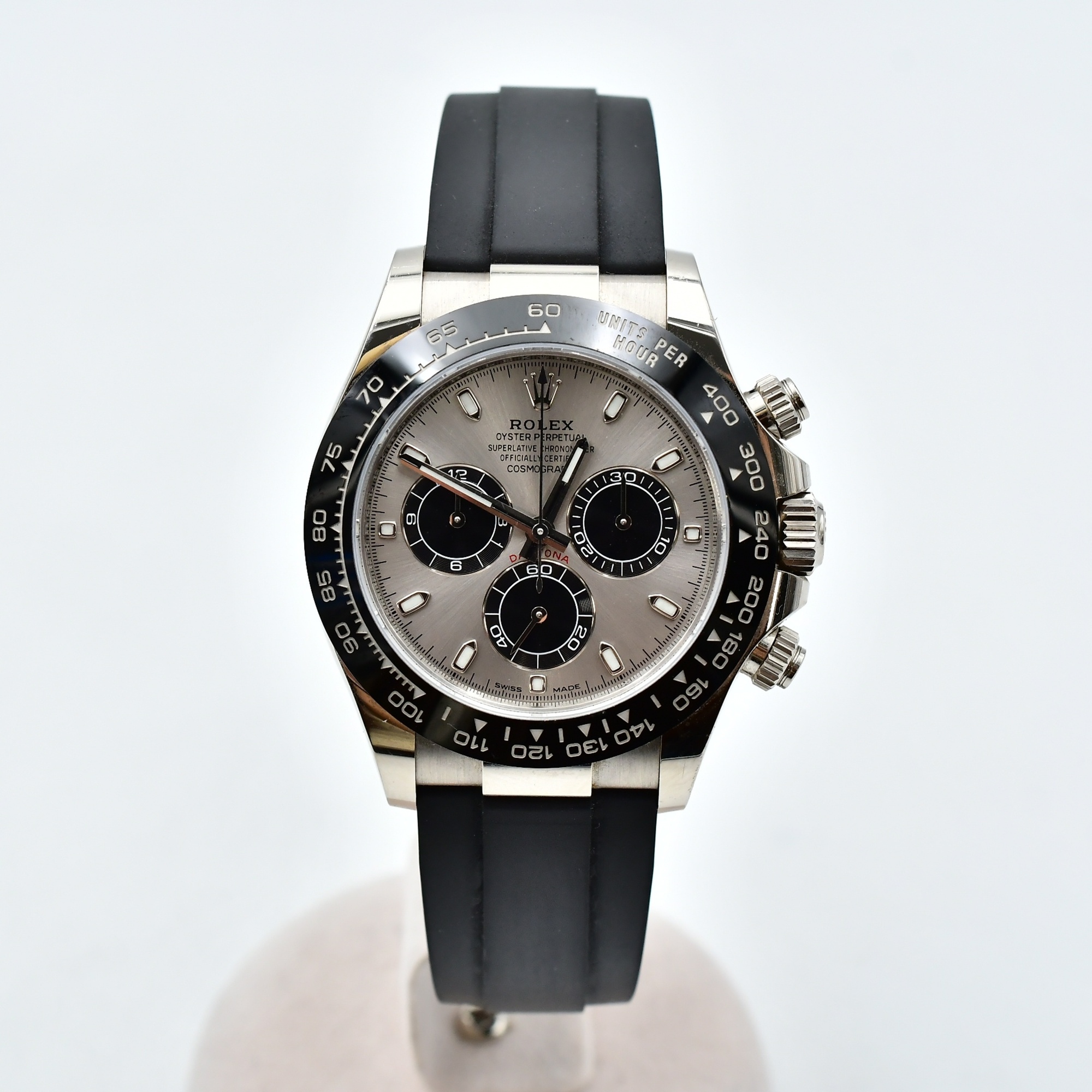 ロレックス デイトナ スチール×黒文字盤 ベルトG/F WG×ラバー/AT Bランク