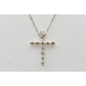 ダイヤ クロスネックレス Pt999/K18WG 1.00ct