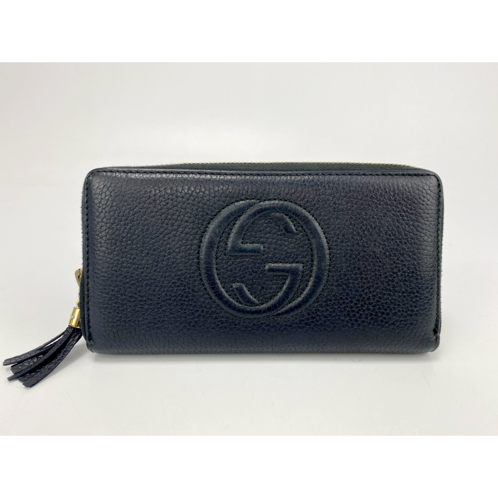 グッチ ソーホー ラウンドファスナー 黒 レザー Bランク