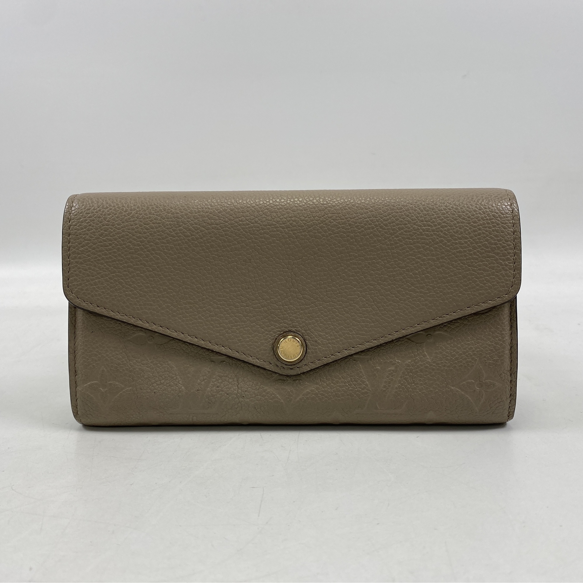 ルイ・ヴィトン モノグラム・アンプラント ポルトフォイユ・サラ 二つ折り長財布 ベージュ レザー Bランク