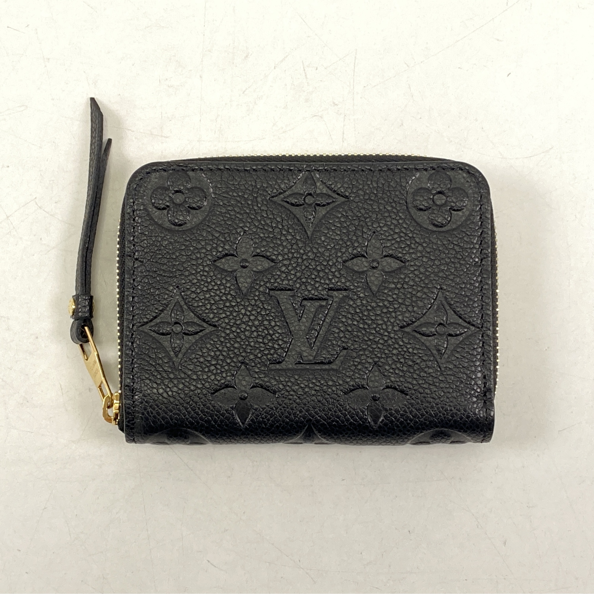 ルイ・ヴィトン モノグラム・アンプラント ジッピー･コイン パース コインケース 黒 レザー Aランク