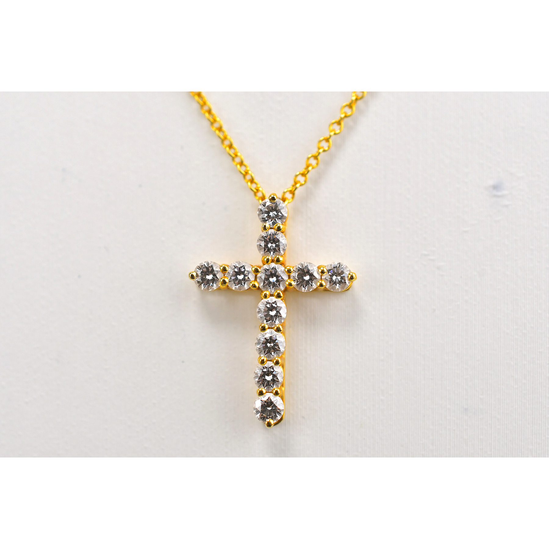 ティファニー クロス スモール ダイヤネックレス Au750YG Bランク