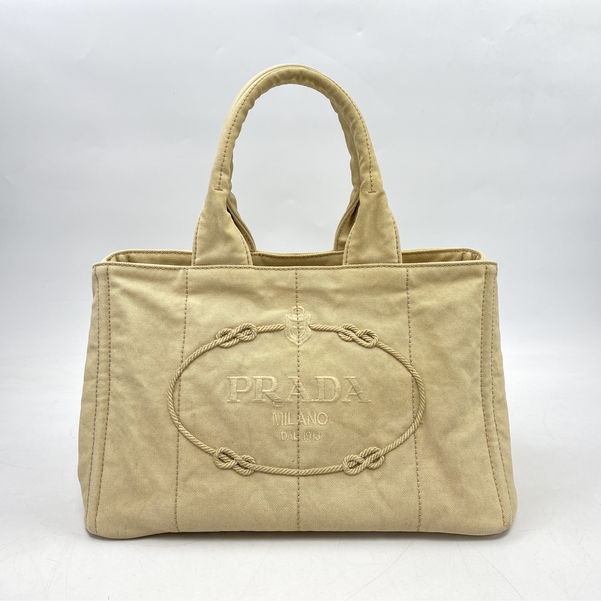 シャネル カナパ ハンドバッグ アイボリー キャンバス Bランク