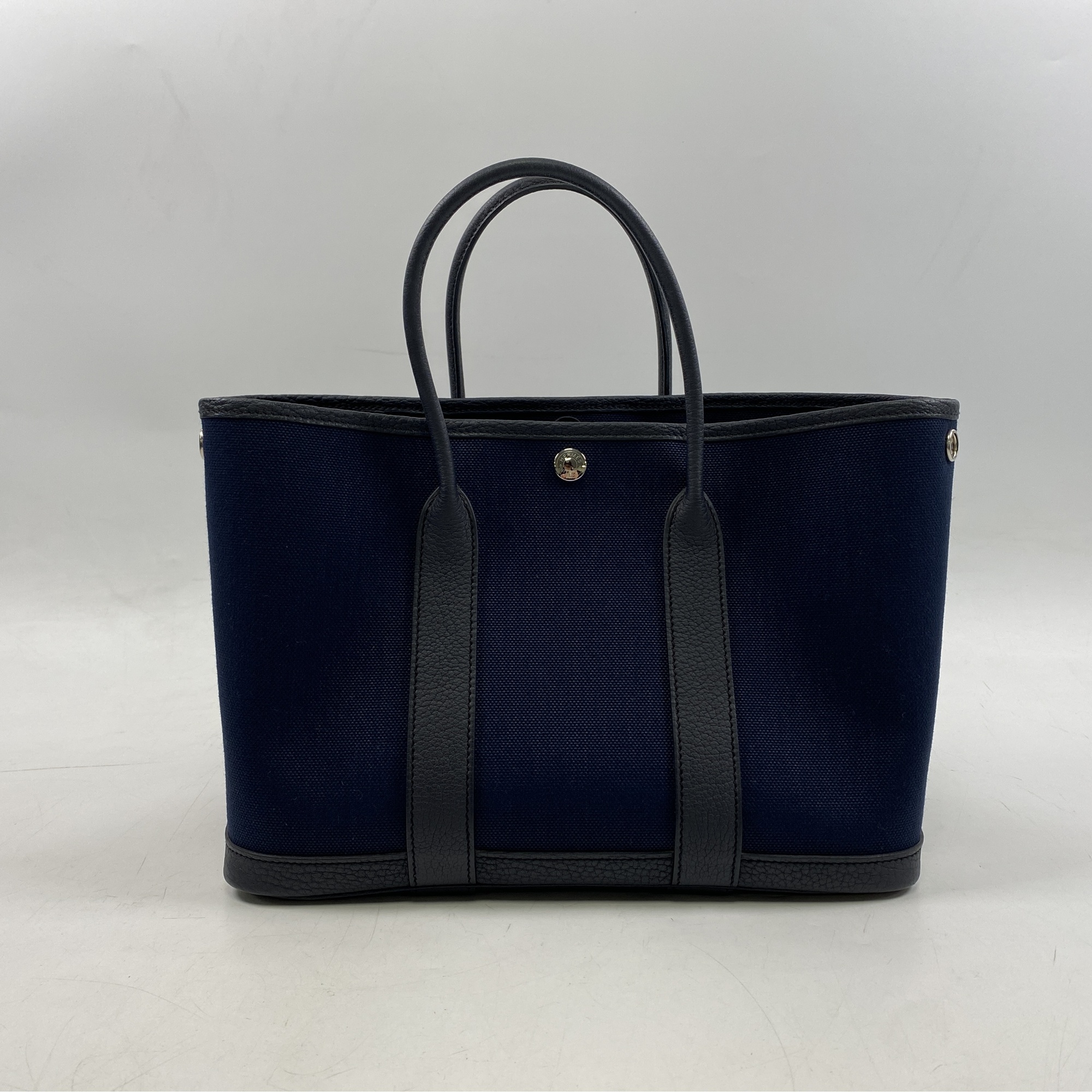 エルメス ガーデンパーティTPM ブルーマリン トワルアッシュ×ネゴンダ SV金具 B刻印 SAランク