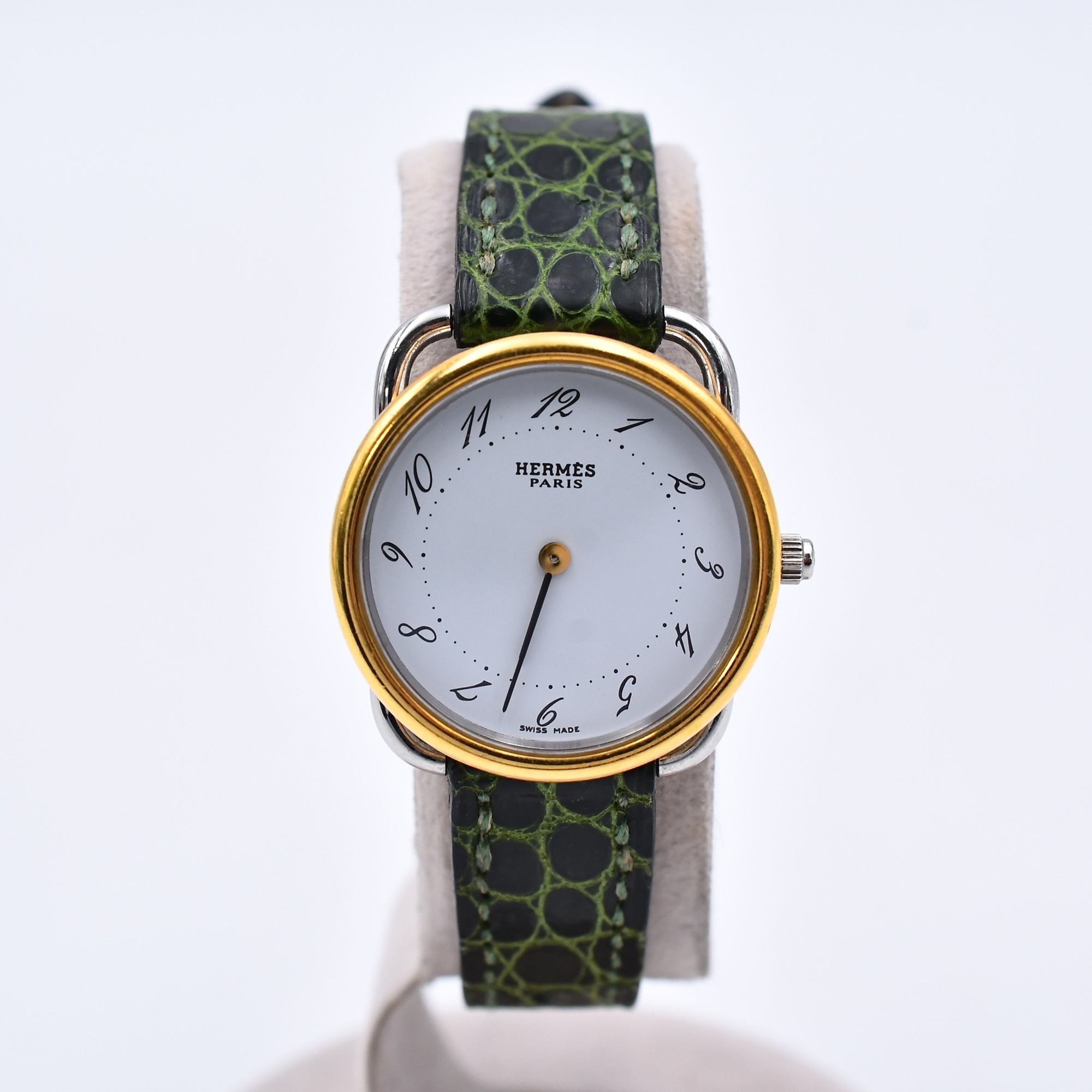 エルメス アルソー 白文字盤 SS×GP×革/QZ Cランク