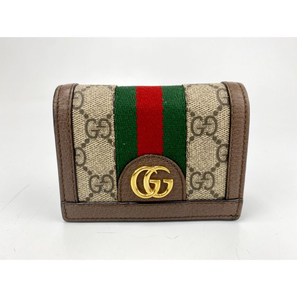 グッチ GGキャンバス オフィディア 2つ折り財布 ベージュ×ブラウン