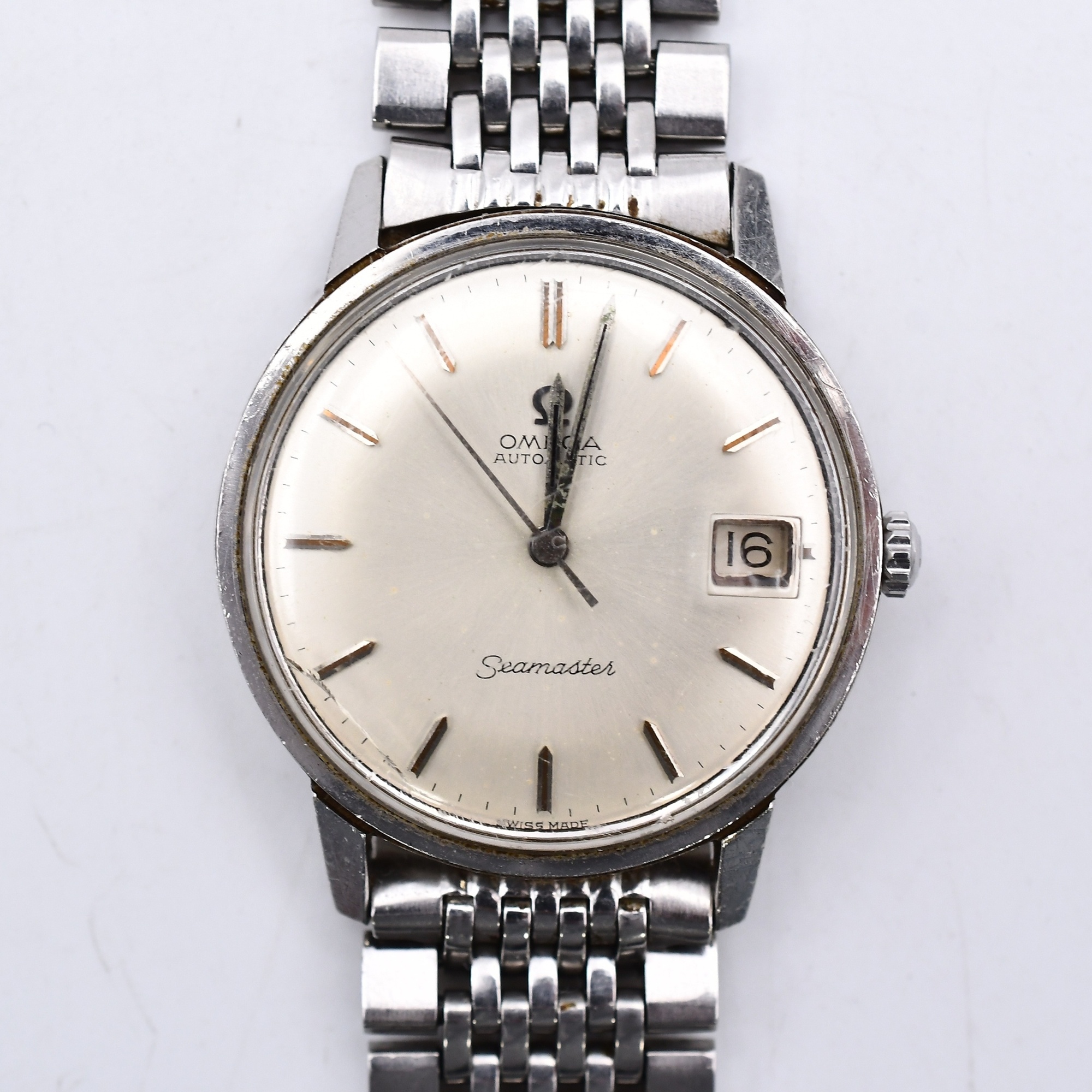 オメガ シーマスター シルバー文字盤 SS/AT Cランク