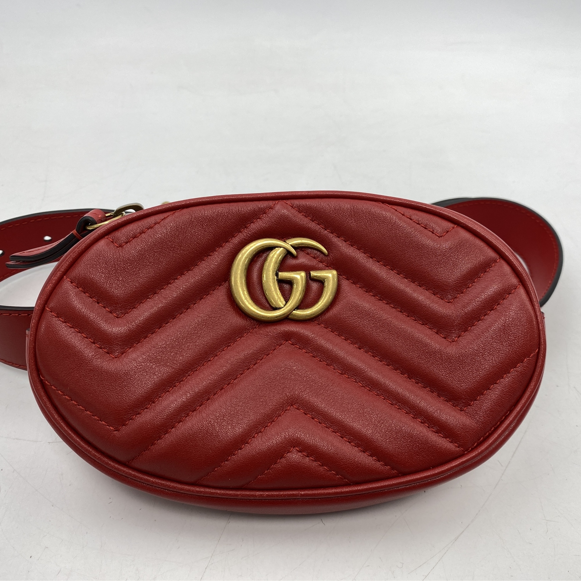 グッチ GGマーモント キルティングレザー ベルトバッグ ウエストバッグ