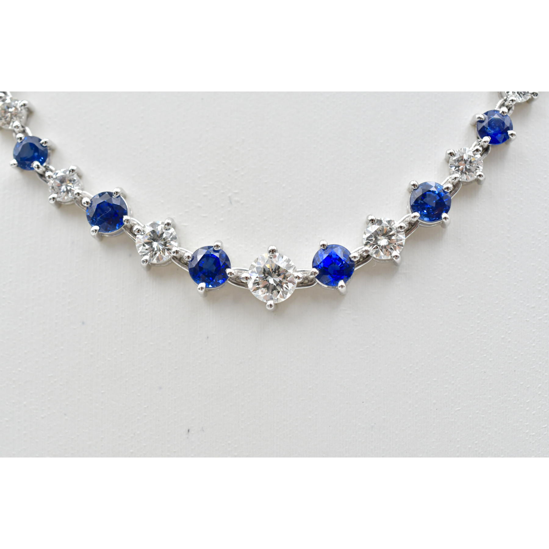 Pt900 ダイヤ×サファイア テニスネックレス D5.59ct/S7.78ct Bランク