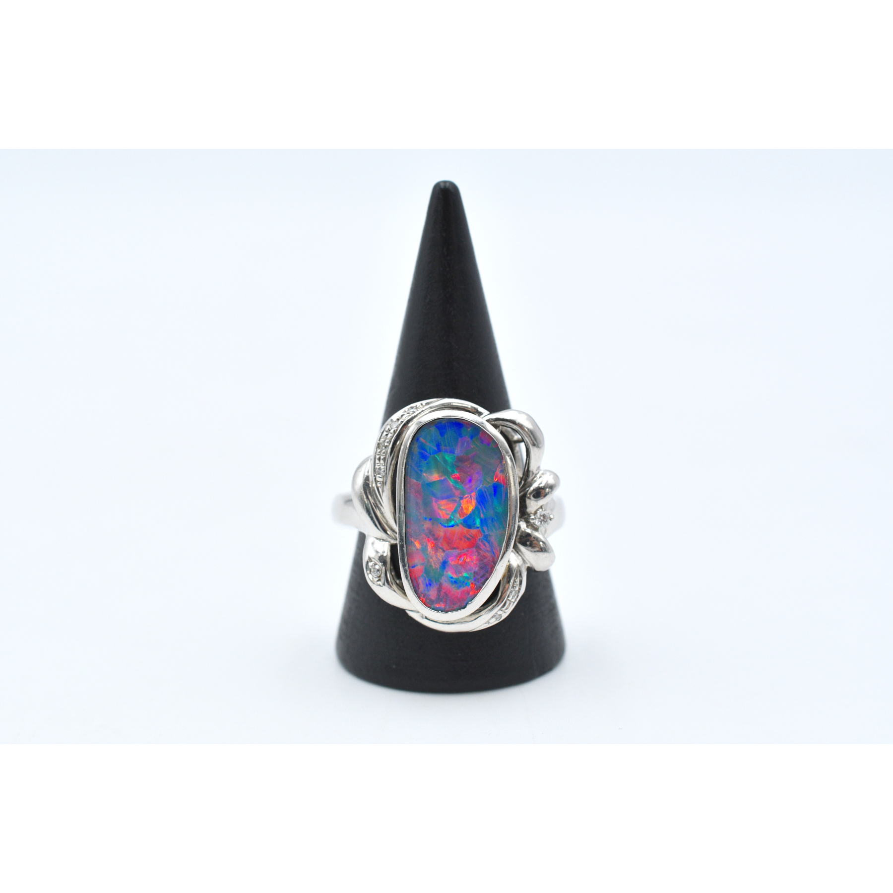 Pt900 オパールリング 3.76ct 0.06ct #25 Bランク