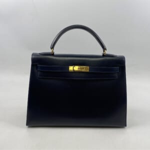 エルメス ケリー32 ボックスカーフ ネイビー ゴールド金具 〇W刻印 買取実績【買取日：2026年2月2日】