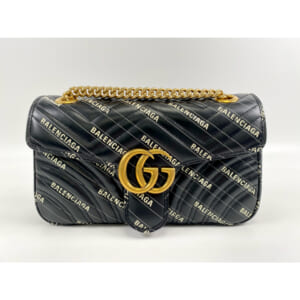 グッチ ×バレンシアガ GGマーモント ザ ハッカープロジェクト スモールバッグ 黒×白 レザー 443497 買取実績【買取日：2026年2月24日】