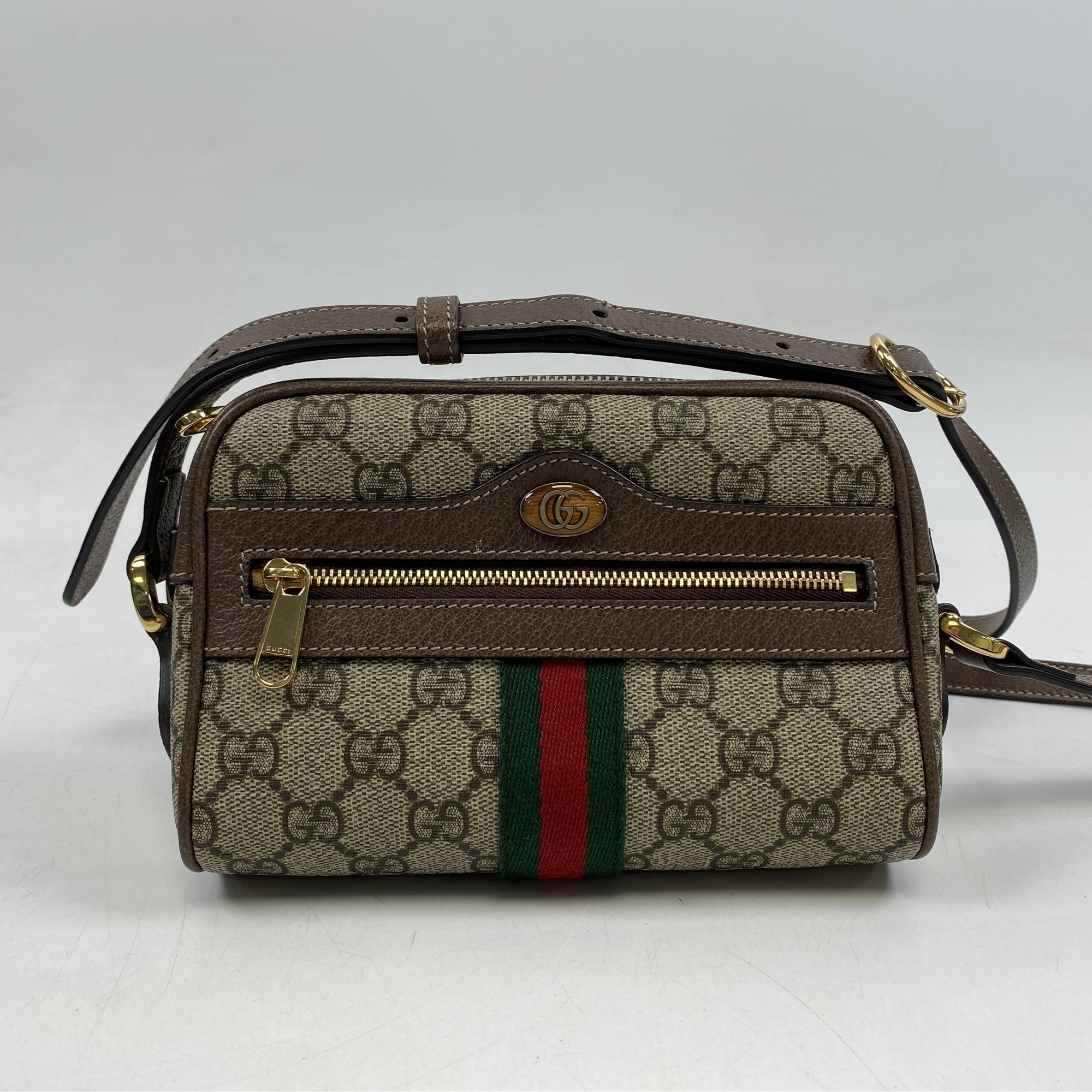 グッチ GGスプリーム オフィディアショルダーバッグ ブラウン PVC×レザー ABランク