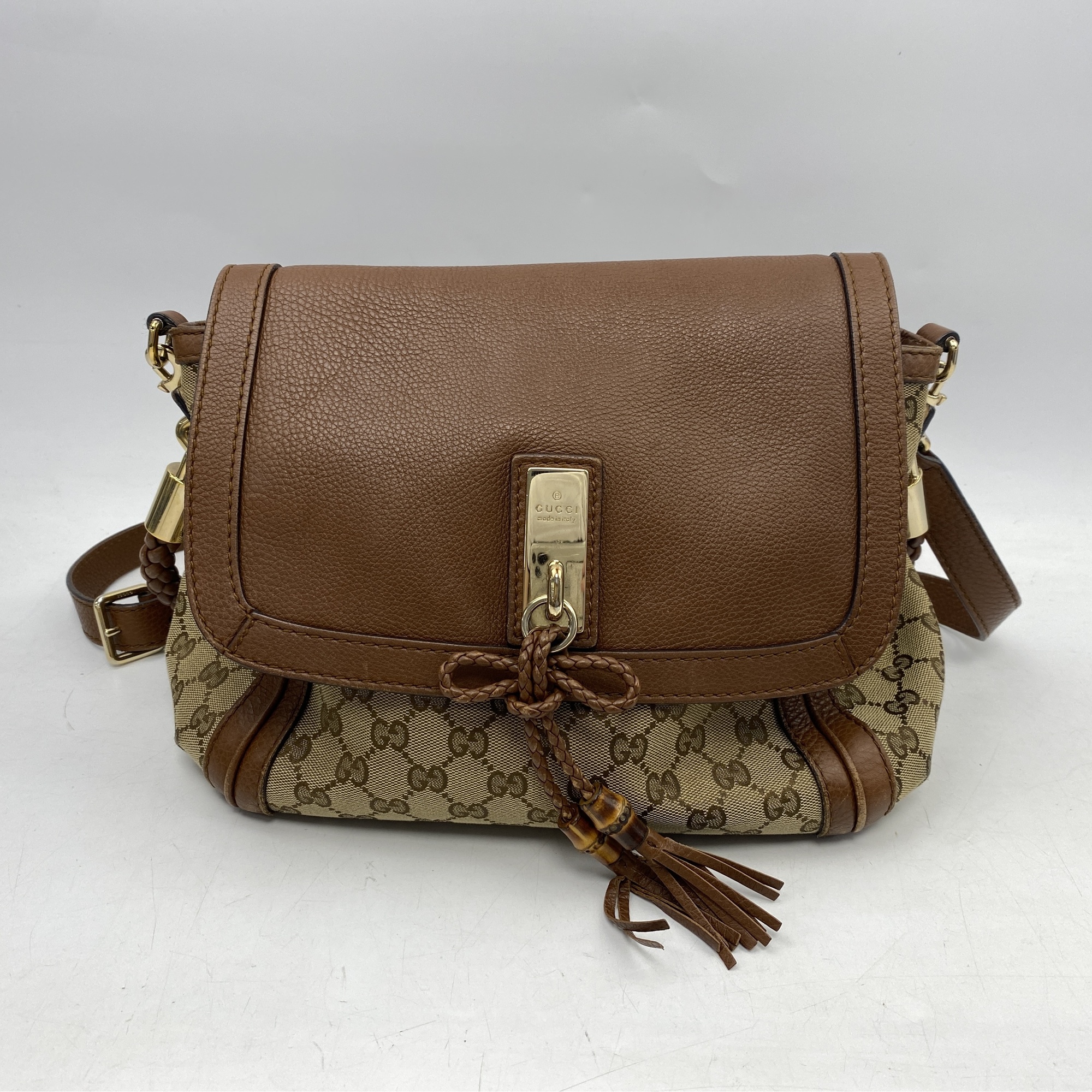 グッチ GGキャンバス ハンドバッグ ブラウン キャンバス×レザー 282301