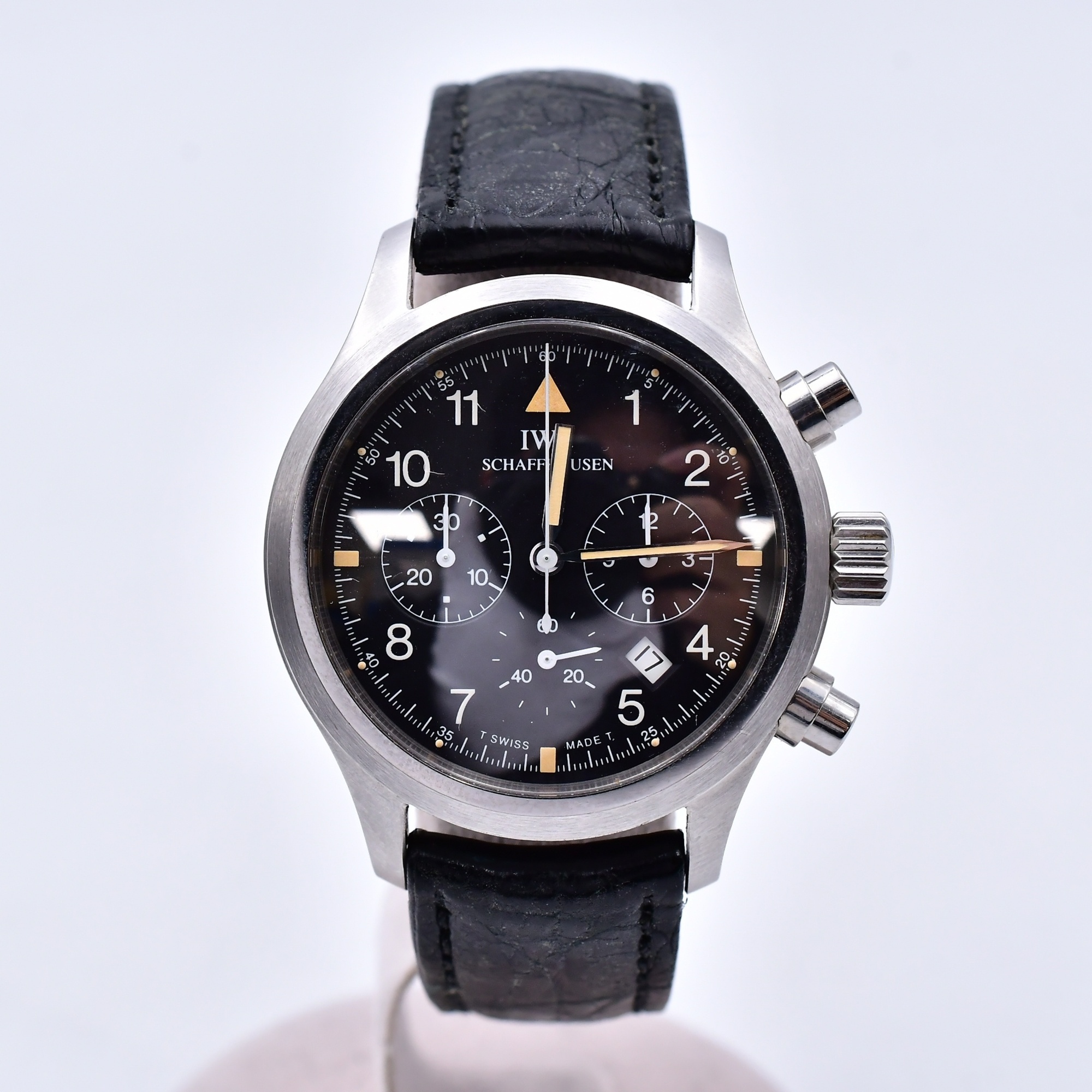 IWC フリーガー クロノグラフデイト 黒文字盤 SS/QZ Bランク