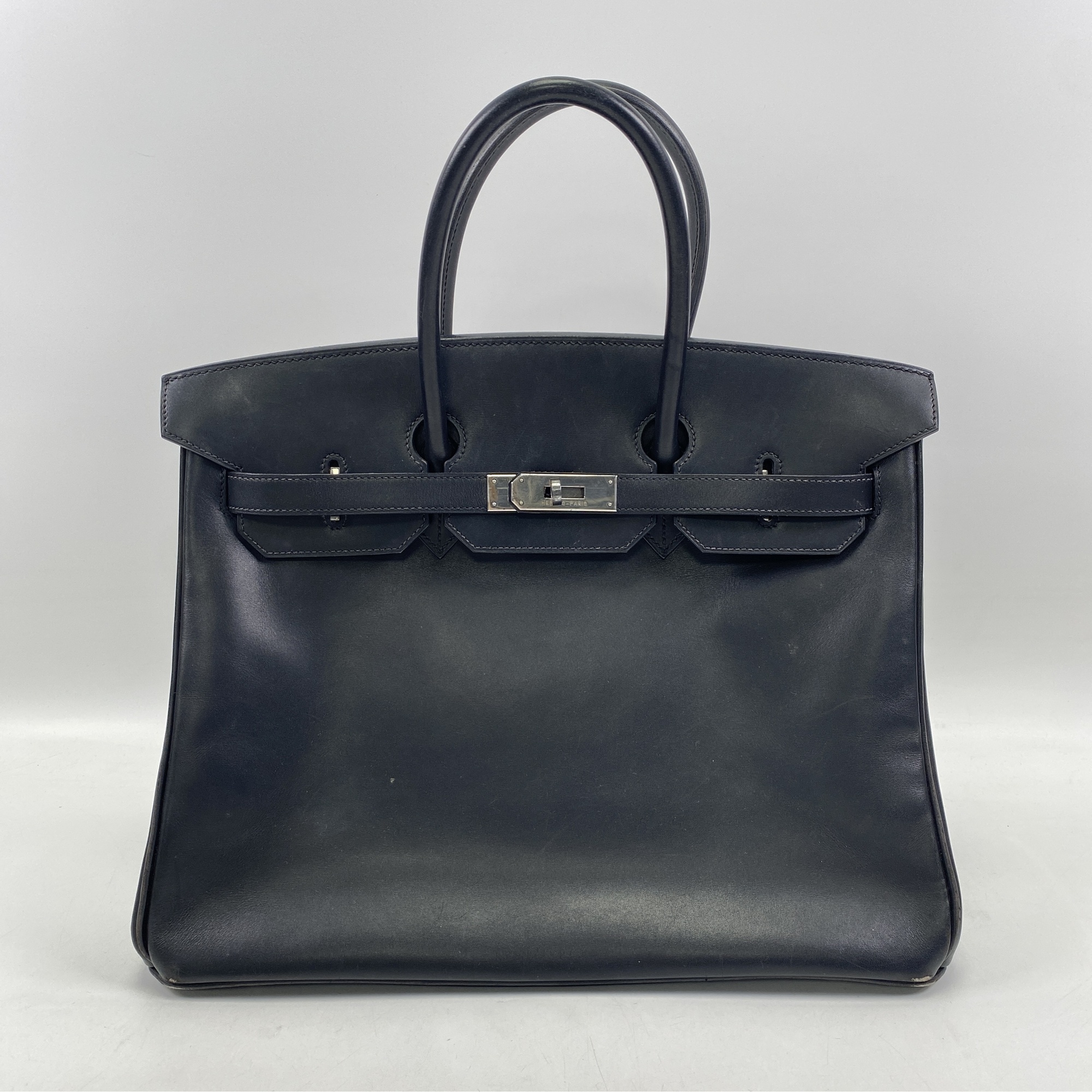 エルメス バーキン35 黒 カーフ SV金具 □F刻印 Bランク