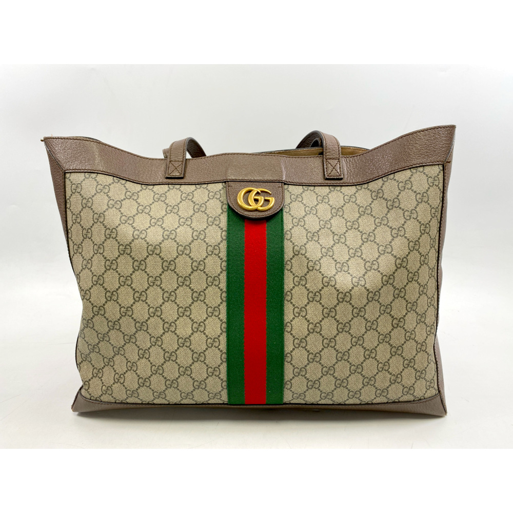 グッチ GGスプリーム オフィディア トートバッグ ベージュ PVC×レザー