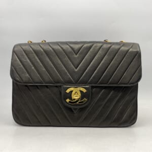シャネル シェブロン SフラップWチェーンショルダーバッグ 黒 ラムスキン 買取実績【買取日：2026年2月22日】