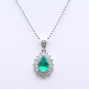 エメラルドダイアyネックレス Pt850/Pt900 2.13ct 0.93ct