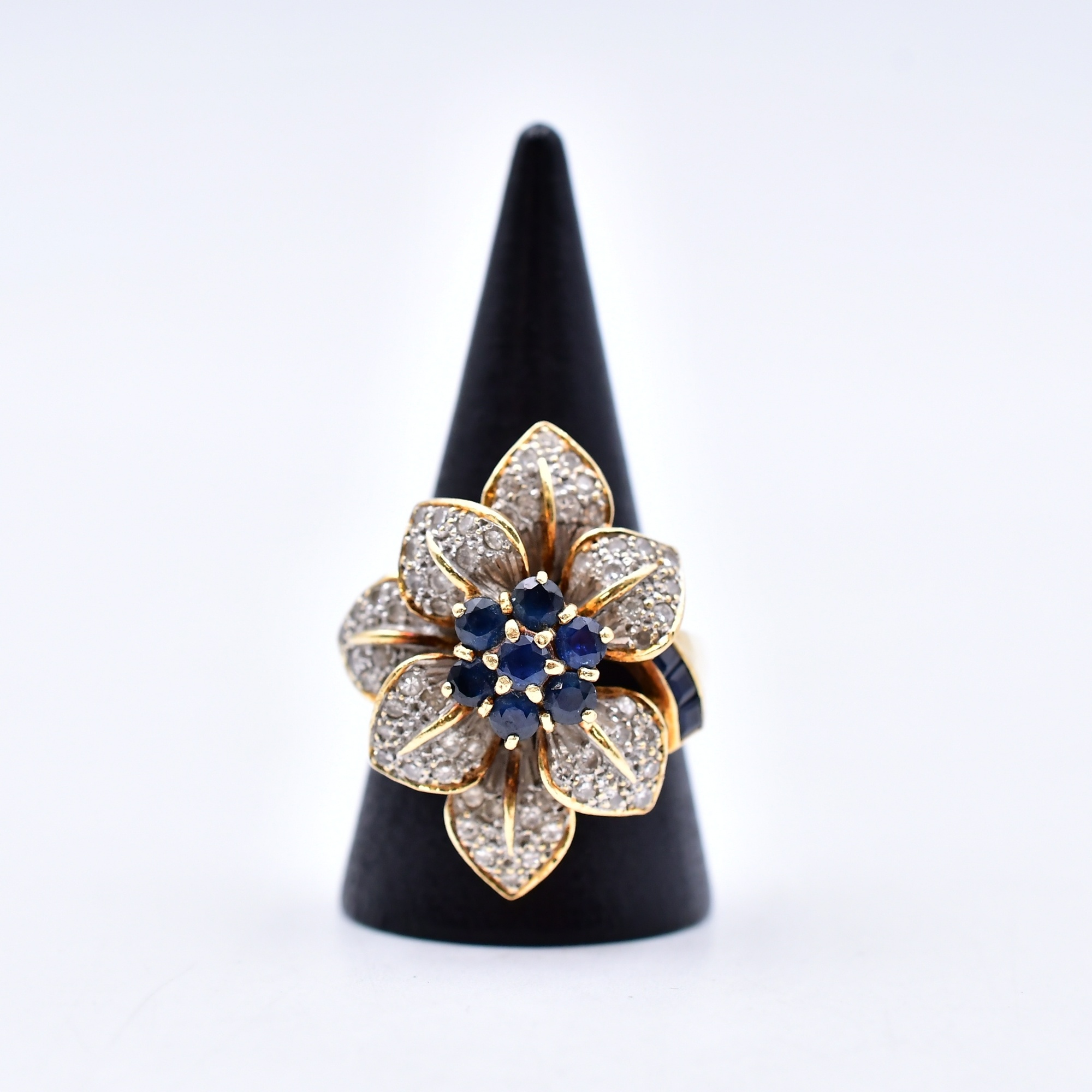 サファイアダイヤリング K18 S1.35ct D0.73ct Bランク