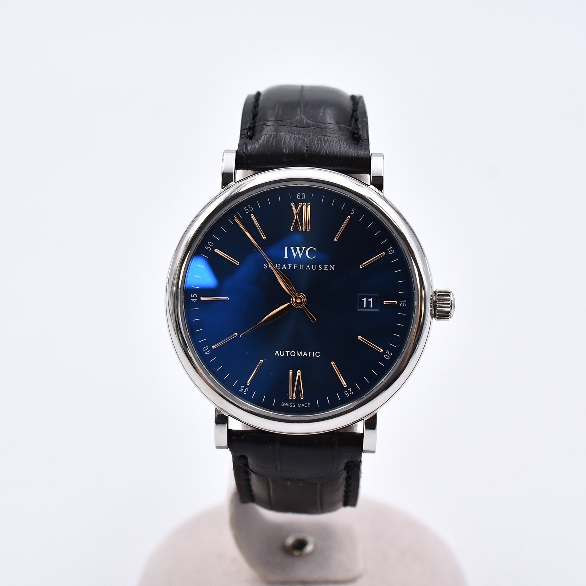 IWC ポートフィノ オートマティック 青文字盤 革×SS/AT ABランク