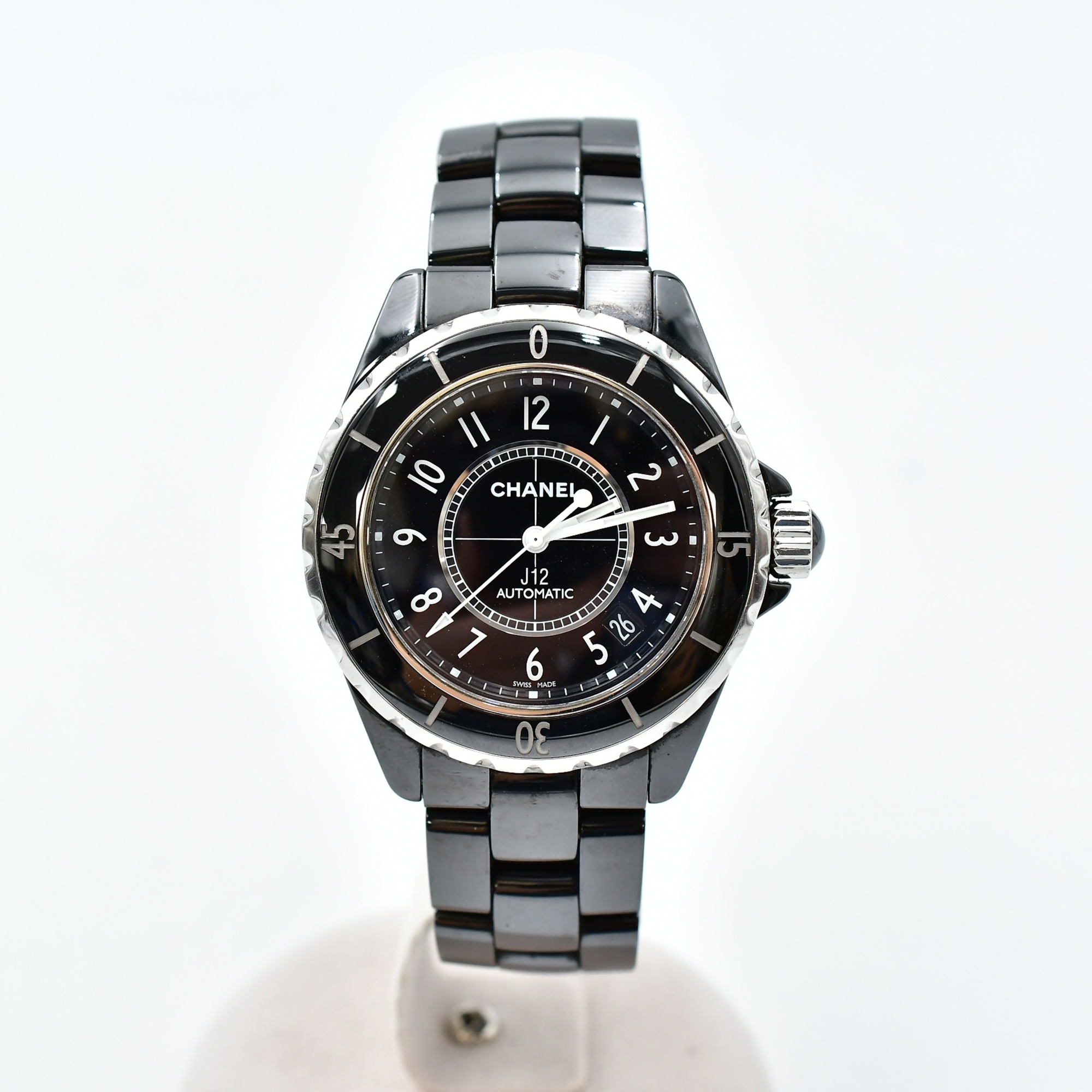シャネル J12 黒文字盤 CE×SS/AT Bランク
