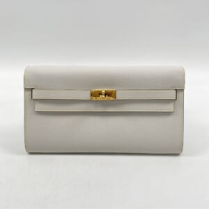 エルメス ケリーウォレット トゥーゴー 白系 GD金具 B刻印
