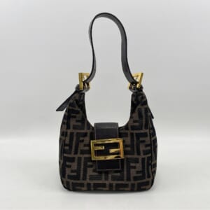 フェンディ マンマバケット クロワッサン ハンドバッグ レディース ズッカ柄 ブラウン キャンバス