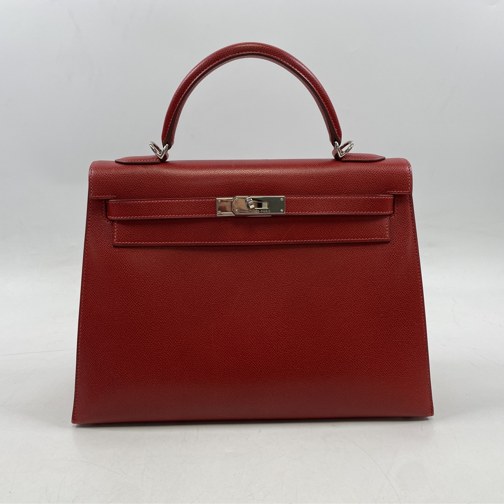 エルメス ケリー32 外縫い ルージュヴィフ エプソン SV金具 □G刻 Sマーク Bランク