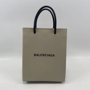 バレンシアガ ショルダートートバッグ グレー レザー