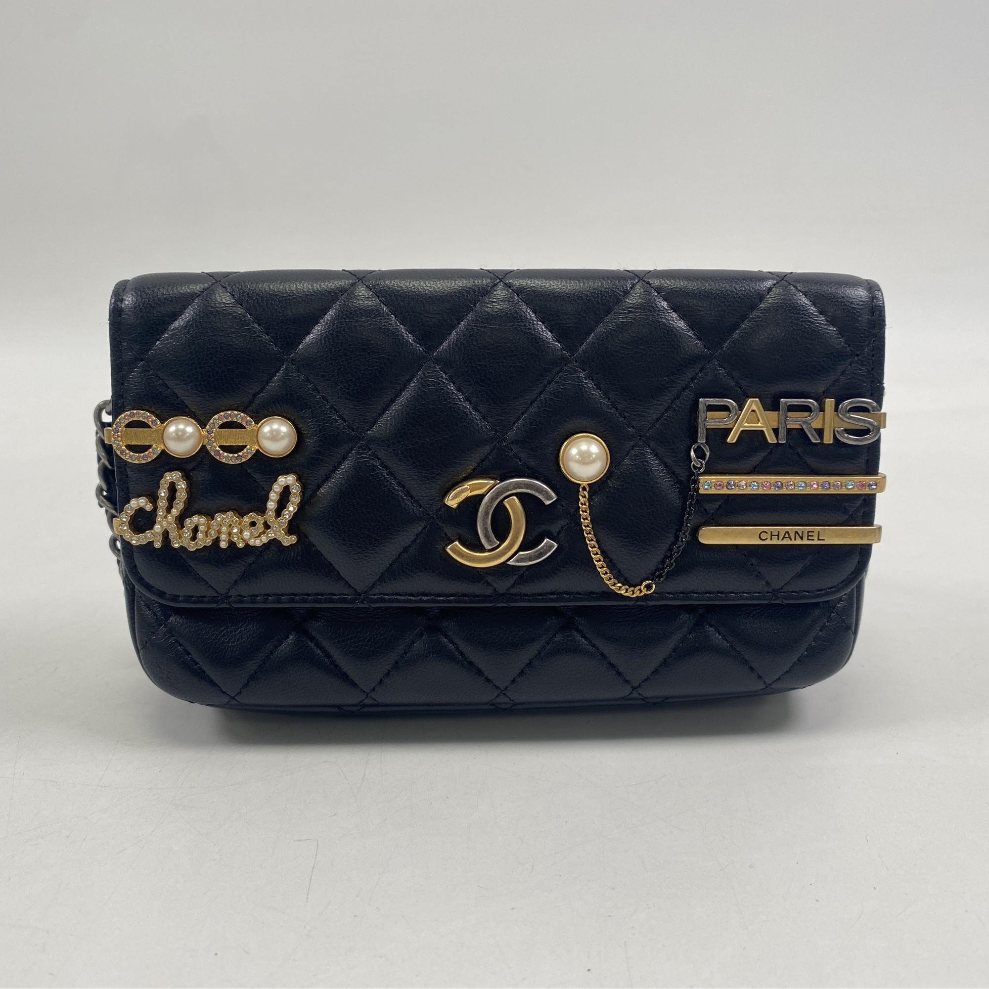 シャネル ココクリップ チェーンウォレット ブラック ラムスキン GD