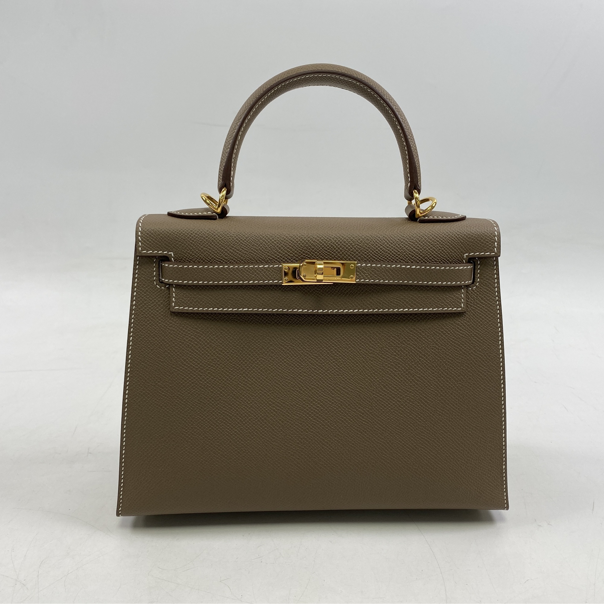 エルメス ケリー25 外縫い エプソン GD金具 エトゥープ K刻印 Bランク
