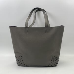 トッズ スタッズ ウエーブ トートバック グレージュ レザー