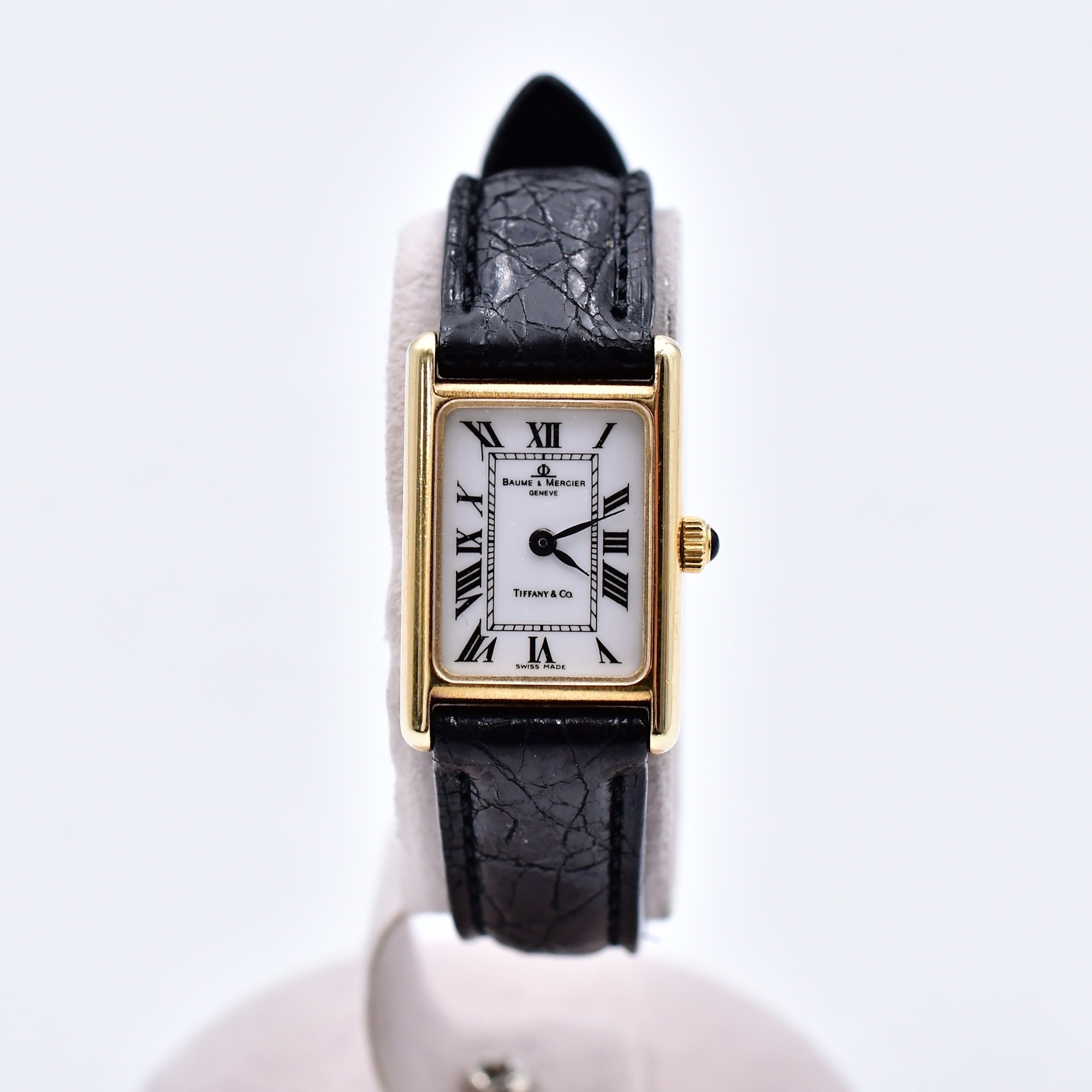 14K ボーム＆メルシエ ティファニー ダブルネーム YG×革/QZ 買取実績