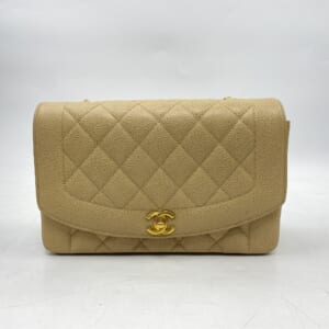 シャネル ダイアナ25 Sフラップ Sチェーンショルダーバッグ ベージュ キャビアスキン GD金具 買取実績【買取日：2026年3月2日】